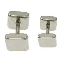 Stainless Steel Ear Piercing Jewelry, Square, different size for choice, original color, 100PCs/Lot, Sold By Lot