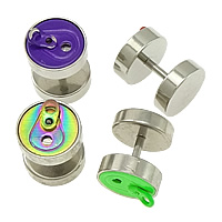 Ανοξείδωτο χάλυβα Ear Piercing Κοσμήματα, Από ανοξείδωτο χάλυβα, Pull-Tab, επιχρυσωμένο, ψήσιμο βερνίκι, περισσότερα χρώματα για την επιλογή, 9x12x4mm, 1mm, 20PCs/Παρτίδα, Sold Με Παρτίδα