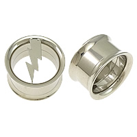 acciaio inox tunnel piercing, Simbolo del fulmine, colore originale, 18x18x10mm, 10mm, Foro:Appross. 16mm, 20PC/lotto, Venduto da lotto