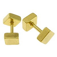 Stainless Steel Ear Piercing Jewelry, gold color plated, 5x5x2.2mm, 10mm, 1mm, 100PCs/Lot, Sold By Lot
