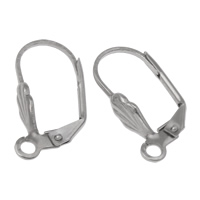 Stainless Steel Lever Back Earring Wires, original color, 11x20x5mm, Hole:Approx 2mm, 100Pairs/Bag, Sold By Bag