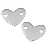 Stainless Steel Connector, Heart, 1/1 loop, original color, 14x11x1.50mm, Hole:Approx 1mm, 100PCs/Bag, Sold By Bag