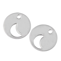 Stainless Steel Pendants, Flat Round, original color, 12x1mm, Hole:Approx 1mm, 200PCs/Bag, Sold By Bag