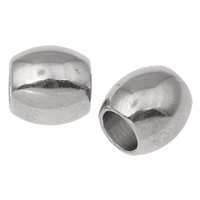 Stainless Steel Large Hole Beads, Drum, original color, 10x10mm, Hole:Approx 6mm, 200PCs/Bag, Sold By Bag