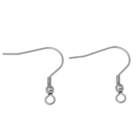 Stainless Steel Hook Earwire, with loop, original color, 21x22x3mm, Hole:Approx 2mm, 500Pairs/Bag, Sold By Bag
