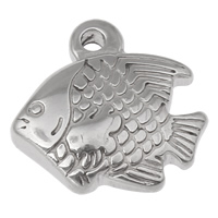 Stainless Steel Animal Pendants, Fish, original color, 18x17x5mm, Hole:Approx 1.5mm, 50PCs/Bag, Sold By Bag