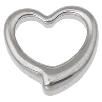 vinculação de anel de aço inoxidável, Coração, cor original, 17x17x4.50mm, Buraco:Aprox 12x8mm, 50PCs/Bag, vendido por Bag