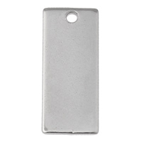 Stainless Steel Pendants, Rectangle, original color, 9x21x1mm, Hole:Approx 1mm, 100PCs/Bag, Sold By Bag