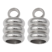 Stainless Steel End Caps, original color, 9x4.5mm, Hole:Approx 2, 3mm, 100PCs/Bag, Sold By Bag