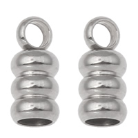 Stainless Steel End Caps, original color, 6x10mm, Hole:Approx 4mm, 100PCs/Bag, Sold By Bag