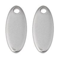 Bijoux pendentifs en acier inoxydable , ovale plat, couleur originale, 5x12x1mm, Trou:Environ 1mm, 200PC/sac, Vendu par sac