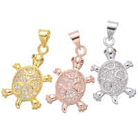 Cubic Zirconia Micro Pave Brass Pendant Turtle plated micro pave cubic zirconia nickel lead & cadmium free Approx 3.7mm Sold By Lot