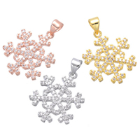 Cubic Zirconia Micro Pave Brass Pendant, Snowflake, plated, micro pave cubic zirconia, more colors for choice, nickel, lead & cadmium free, 17x25mm, Hole:Approx 3.5mm, 5PCs/Lot, Sold By Lot