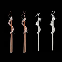 Fashion Fringe Earrings, Tibetan Style, iron earring hook, plated, with rhinestone, more colors for choice, nickel, lead & cadmium free, 115mm, Sold By Pair