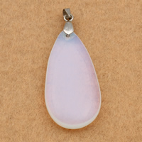 Sea Opal Pendants with brass bail Teardrop platinum color plated Approx Sold By Bag