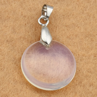 Sea Opal Pendants with brass bail Flat Round platinum color plated Approx Sold By Bag