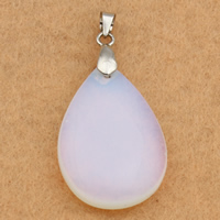 Sea Opal Pendants with brass bail Teardrop platinum color plated Approx Sold By Bag