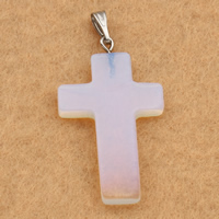 Sea Opal Pendants with brass bail Cross platinum color plated Approx Sold By Bag