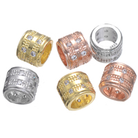 Cubic Zirconia Micro Pave Brass European Beads, Column, plated, with 925 logo & micro pave cubic zirconia & without troll, more colors for choice, nickel, lead & cadmium free, 7x6mm, Hole:Approx 4.8mm, 5PCs/Lot, Sold By Lot