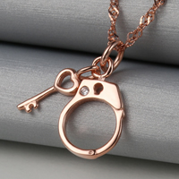 925 Sterling Silver Pendant, real rose gold plated, with cubic zirconia, 10x20mm, Hole:Approx 3mm, 10PCs/Lot, Sold By Lot