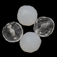 Perles acryliques transparentes, Acrylique, Rond, styles différents pour le choix & facettes, 16mm, Trou:Environ 1mm, 2sacsvalises/lot, Environ 205PC/sac, Vendu par lot