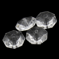 Contas de acrílicas transparentes, acrilico, Octagono, facetada, 10x5mm, Buraco:Aprox 1mm, 2Bolsasbolsa/Lot, Aprox 2500PCs/Bag, vendido por Lot