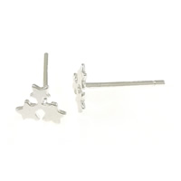 925 Sterling Silver Stud Earring, Star, without earnut, 6x6x0.7mm, 0.8mm, 5Pairs/Lot, Sold By Lot
