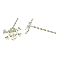 925 Sterling Silver Stud Earring, Skull, without earnut, 7x5x1.2mm, 0.8mm, 5Pairs/Lot, Sold By Lot