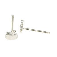 925 Sterling Silver Stud Earring, Apple, without earnut, 4.5x5x1.2mm, 0.8mm, 5Pairs/Lot, Sold By Lot