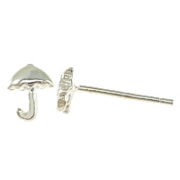 925 Sterling Silber Ohrstecker, Regenschirm, ohne Ohrmutter, 5x7x1.5mm, 0.8mm, 5PaarePärchen/Menge, verkauft von Menge