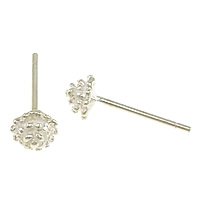925 Sterling Silver Stud Earring, Flower, without earnut, 5x5x3mm, 0.8mm, 5Pairs/Lot, Sold By Lot