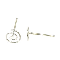 925 Sterling Silver Stud Earring, Helix, without earnut, 6x7x0.5mm, 0.8mm, 5Pairs/Lot, Sold By Lot