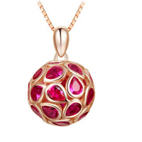 925 Sterling Silver Pendant with Ruby Round real rose gold plated July Birthstone Approx Sold By Lot