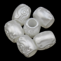 ABS-Kunststoff-Perlen Perle, Trommel, weiß, 9x10mm, Bohrung:ca. 3.5mm, 2Taschen/Menge, ca. 1660PCs/Tasche, verkauft von Menge