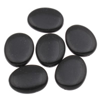 Solid Color Akril gyöngyök, Lapos ovális, egyszínű, fekete, 23x30x7mm, Lyuk:Kb 1mm, 2táskák/Lot, Kb 125PC-k/Bag, Által értékesített Lot