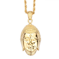 Buddyjski biżuteria wisiorek, Stal nierdzewna, Budda, Platerowane w kolorze złota, dla człowieka, 24x35.70mm, otwór:około 4x7mm, sprzedane przez PC