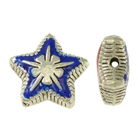 Imitation Cloisonne Tibetan Style Beads, Star, silver color plated, double-sided enamel & two tone & blacken, nickel, lead & cadmium free, 11x11x5mm, Hole:Approx 1mm, 100PCs/Lot, Sold By Lot
