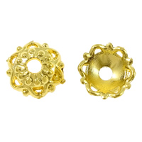 Brass Bead Cap, Flower, real gold plated, high quality plating and never fade, nickel, lead & cadmium free, 8x8x1mm, Hole:Approx 2mm, 100PCs/Lot, Sold By Lot