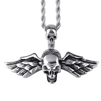 Stainless Steel Skull Pendants, Halloween Jewelry Gift & for man & blacken, 66.80x25.30mm, Hole:Approx 4x7mm, Sold By PC