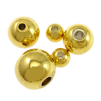 Brass Jewelry Beads Round real gold plated & high quality plating and never fade nickel lead & cadmium free Sold By Lot