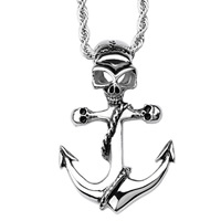 Stainless Steel Pendants, Anchor, nautical pattern & with skull pattern & for man & blacken, 46x31mm, Hole:Approx 4x7mm, Sold By PC
