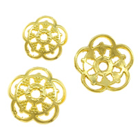 Brass Bead Cap Flower real gold plated & high quality plating and never fade & hollow nickel lead & cadmium free Sold By Lot
