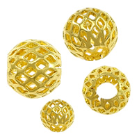 Brass Jewelry Beads, Round, real gold plated, different size for choice & high quality plating and never fade & hollow, nickel, lead & cadmium free, 100PCs/Lot, Sold By Lot