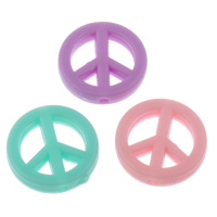 Volltonfarbe Acryl Perlen, Frieden Logo, Süßigkeiten-Stil, gemischte Farben, 17x4mm, Bohrung:ca. 1mm, 2Taschen/Menge, ca. 860PCs/Tasche, verkauft von Menge