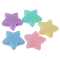 Opaque Acrylic Beads, Star, candy style & solid color, mixed colors, 14x13x5mm, Hole:Approx 1mm, 2Bags/Lot, Approx 1000PCs/Bag, Sold By Lot