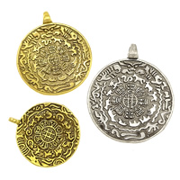 Brass Jewelry Pendants Flat Round plated with chinese zodiac pattern nickel lead & cadmium free Sold By Lot