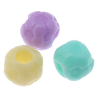 Volltonfarbe Acryl Perlen, Fussball, Süßigkeiten-Stil, gemischte Farben, 9x9mm, Bohrung:ca. 3mm, 2Taschen/Menge, ca. 1350PCs/Tasche, verkauft von Menge