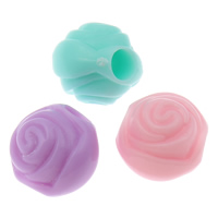 Perles acrylique de couleur unie, fleur, style de bonbons & couleur solide, couleurs mélangées, 12x12mm, Trou:Environ 4mm, 2sacsvalises/lot, Environ 710PC/sac, Vendu par lot