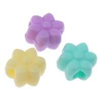 Solid Color Akril gyöngyök, Virág, Candy stílus & egyszínű, kevert színek, 12x10x8mm, Lyuk:Kb 3mm, 2táskák/Lot, Kb 1000PC-k/Bag, Által értékesített Lot