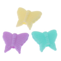 Solid Color Akril gyöngyök, Pillangó, Candy stílus & egyszínű, kevert színek, 15x13x5mm, Lyuk:Kb 1mm, 2táskák/Lot, Kb 1250PC-k/Bag, Által értékesített Lot